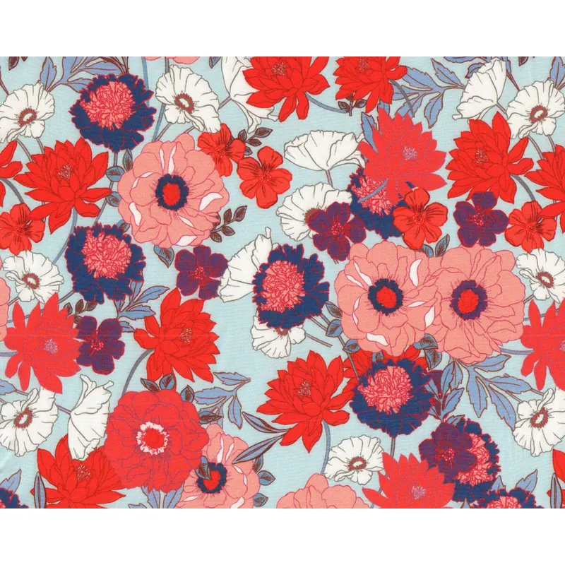 Viskosestoff REUBEN, Comic-Blumen, Hilco