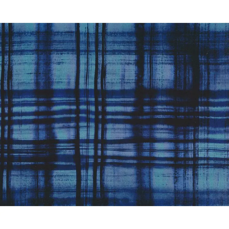 Viskosestoff TYE DIE PLAID, Batik-Karo, blau, Hilco