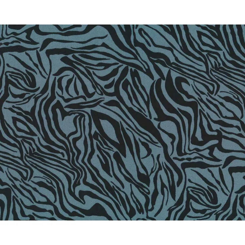 Viskosestoff ZEBRO, Streifenmuster, blaugrau-schwarz, Toptex