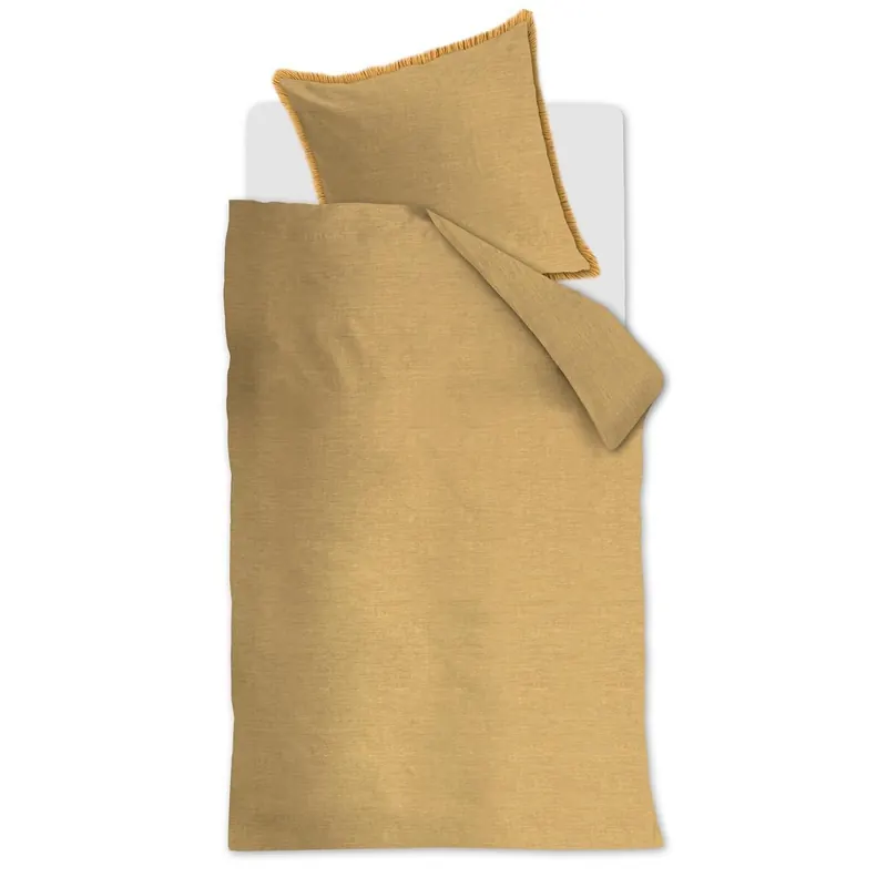 vtwonen Bettwäsche al Stone Fraying_Yellow_ _UV_155x220 + 1x 1 , 1 155 x 220 cm, 80 x 80 cm natur