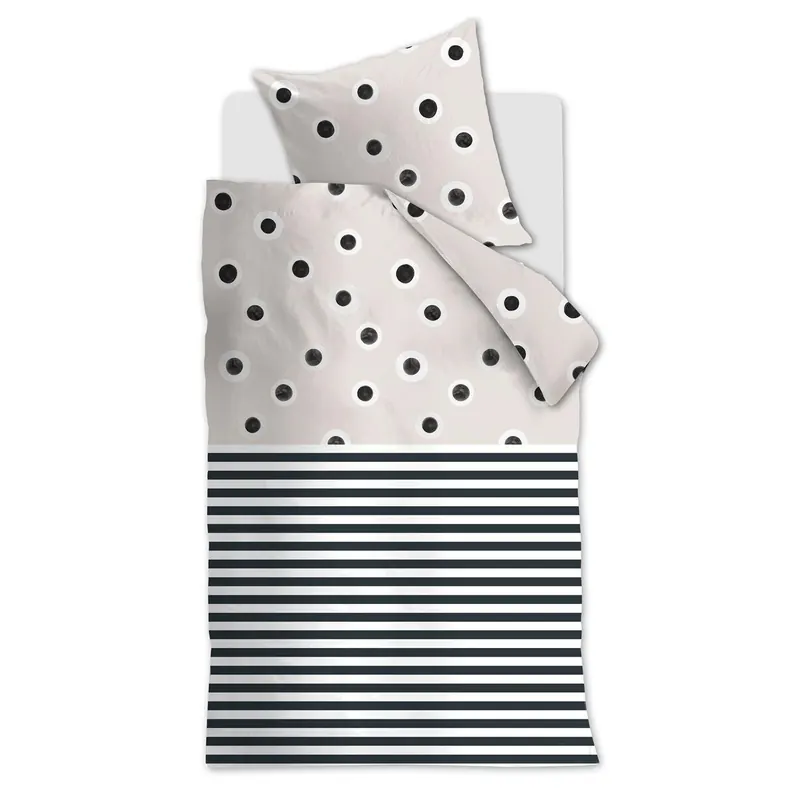 vtwonen Bettwäsche Stripe and Eye_ al_ _UV_135x200 + 1x 1 , 1 135 x 200 cm, 80 x 80 cm natur