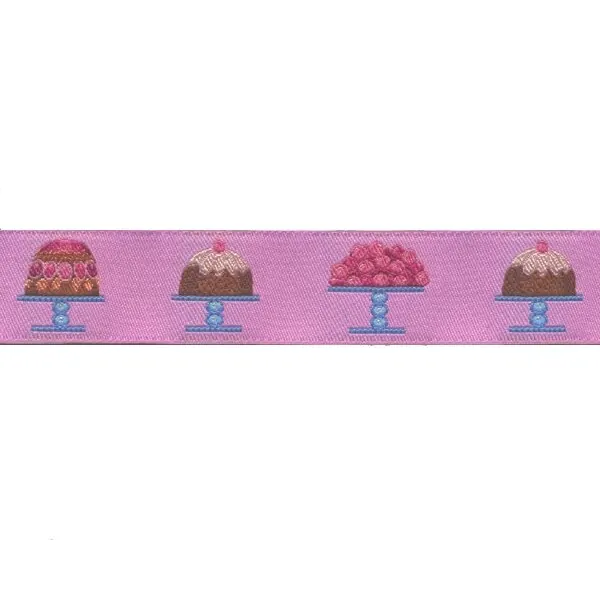 Webband HÜFTGOLD, genussvolle Torten, 23 mm breit, rosa-pink
