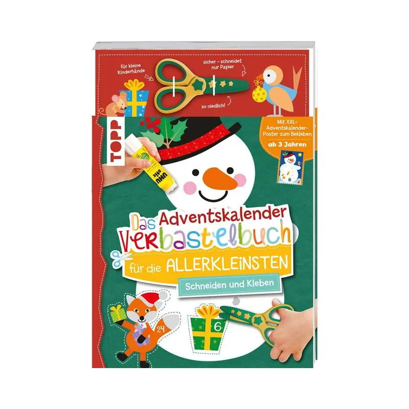 Weihnachts-Bastelbuch: Das Adventskalender Verbastelbuch für die Allerkleinsten, inkl. Schere, TOPP