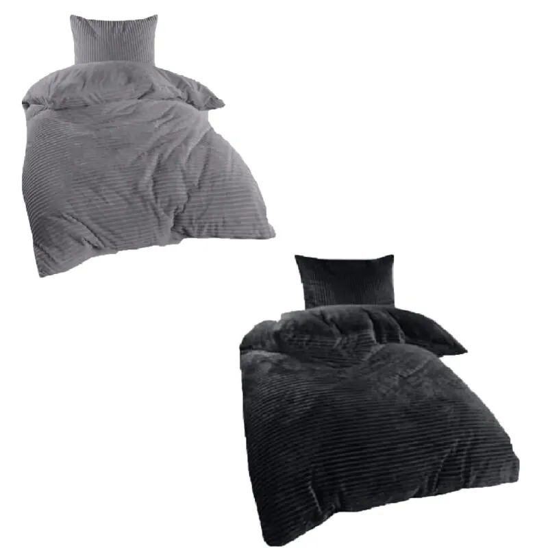 Winter Wende Bettwäsche 2 teilig Cashmere Cord Optik Reißverschluss