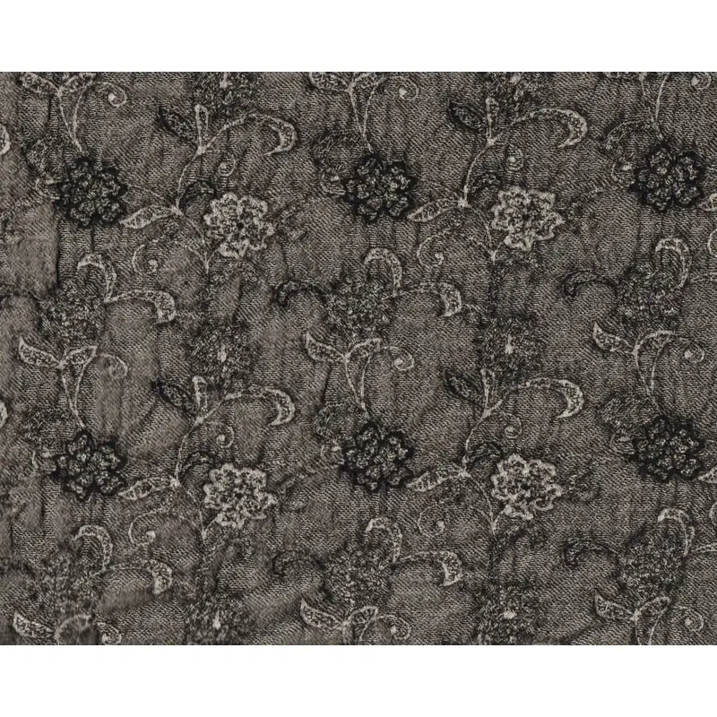 Woll-Jacquardstoff ROMA INVIERNO, Blumen-Ranken, schwarz-weiß