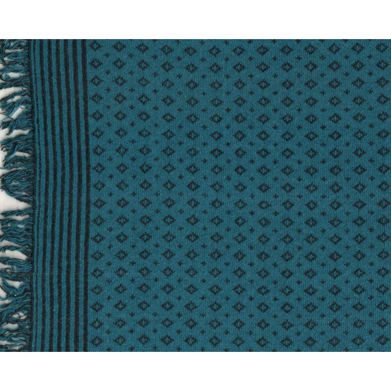 Woll-Strick-Jacquard mit Fransen VIKTOR, Rauten, petrol