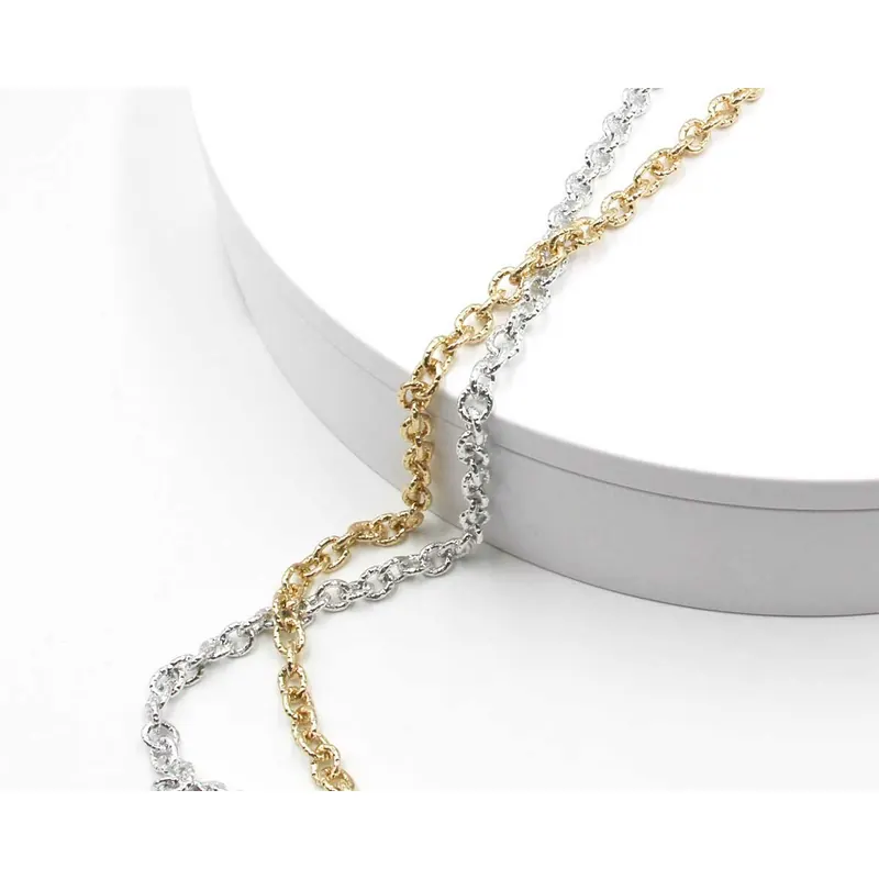 Zarte Gliederkette TENERA, Rundankerkette, gold und silber, Prym