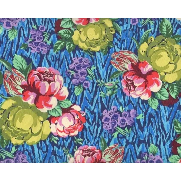 Zarter, edler Batist, Voile HAPI TAPESTRI ROSE mit Rosen, fuchsia-olivegrün-blau