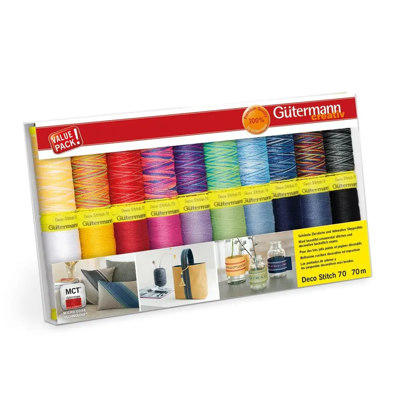 Zierstichfadenset DECO STITCH 70, Mix, 20 Garne, Gütermann
