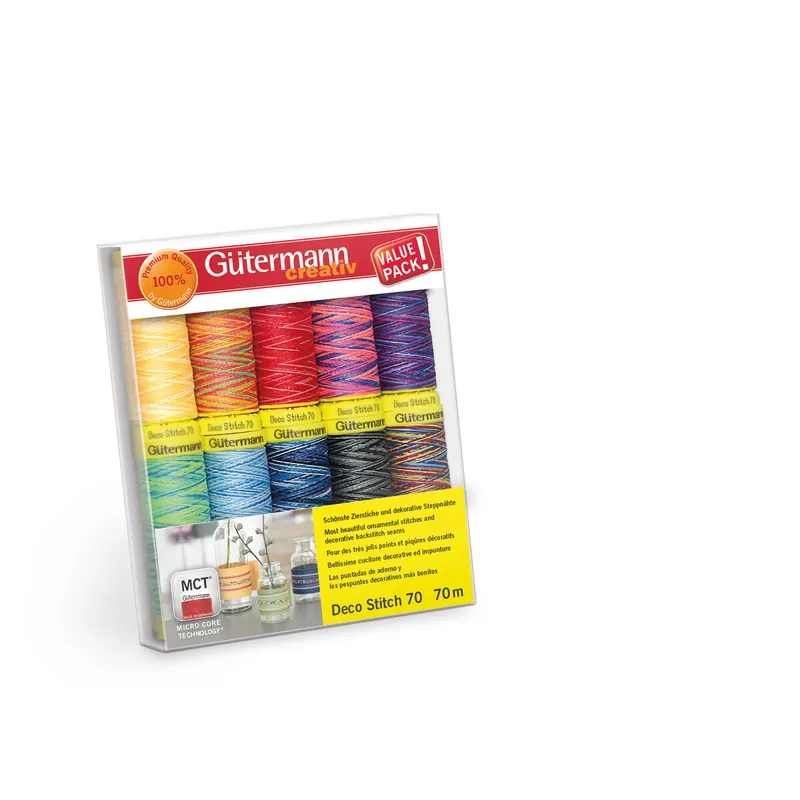 Zierstichfadenset DECO STITCH 70, multicolour, 10 Garne, Gütermann