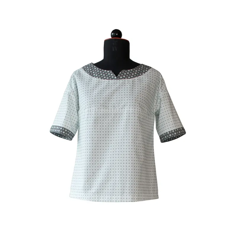Zwischenmass Schnittmuster BLUSE MIT HALSFERNEM AUSSCHNITT